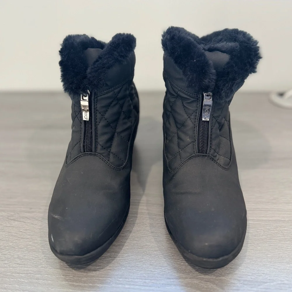 Sporto Insulated Black Front Zip Winter Faux Fur Boots (8)